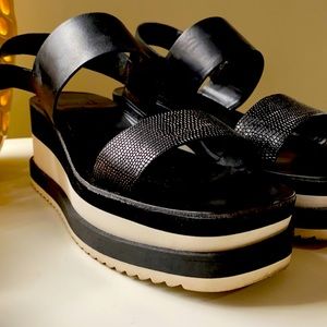 Black and White platform sandal